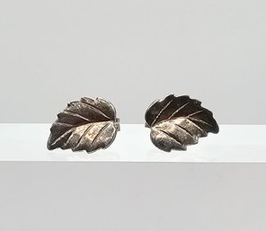 Sterling Silver Leaf Earrings 0.6 G