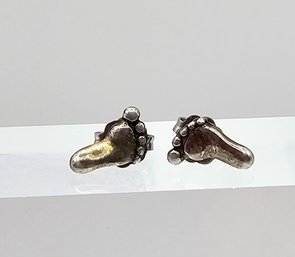 Sterling Silver Foot Print Earrings 0.8 G
