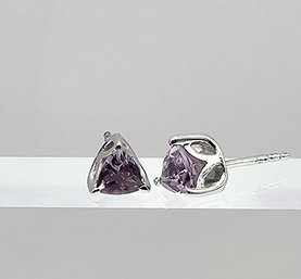 Amethyst Sterling Silver Earrings 1.2 G