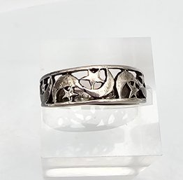 Sterling Silver Moon And Star Ring Size 7.25 3.1 G