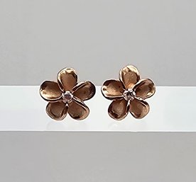 'K' Gold Over Sterling Silver Flower Earrings 0.9 G