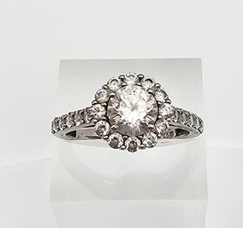 'VN' Rhinestone Sterling Silver Cocktail Ring Size 8.5 3.7 G