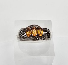 Rhinestone Sterling Silver Cocktail Ring Size 5.5 3.3 G