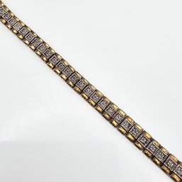 Diamond Gold Over Sterling Silver Tennis Bracelet 16.5 G