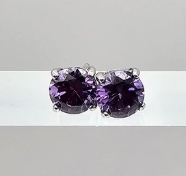 Rhinestone Sterling Silver Earrings 1.3 G