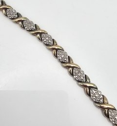 Diamond Gold Over Sterling Silver Tennis Bracelet 16.2 G