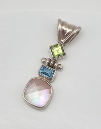 Topaz Peridot Mother Of Pearl Sterling Silver Pendant 5 G