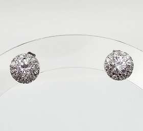 NIB 'RSE' Cubic Zirconia Sterling Silver Earrings 1.9 G