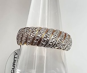 NIB Ross Simons Diamond 18K Gold Over Sterling Silver Cocktail Ring Size 7.5 3.7 G