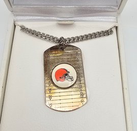 NIB Sterling Silver NFL Cleveland Browns Dog Tag Necklace 18 Inches Long