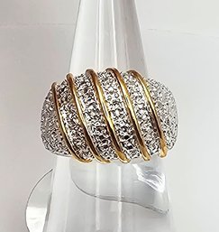 NIB Ross Simons Diamond 18K Gold Over Sterling Silver Cocktail Ring Size 4.75 5.8 G