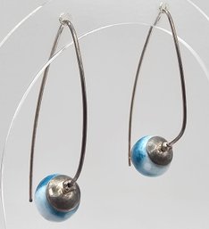 Glass Sterling Silver Drop Dangle Earrings 4.6 G