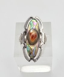 Signed Abalone Sterling Silver Ring Size 5.5 3.3 G