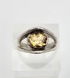 Citrine Sterling Silver Cocktail Ring Size 6 6.1 G Approximately 1.75 TCW