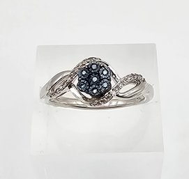 Diamond Sterling Silver Cocktail Ring Size 6.5 2.7 G