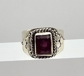 Ruby Sterling Silver Cocktail Ring Size 4.5 4.5 G Approximately 1 TCW