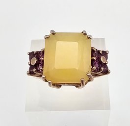 Quartz Garnet Gold Over Sterling Silver Cocktail Ring Size 6.5 5.3 G