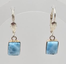 Larimar Sterling Silver Drop Dangle Earrings 3.3 G