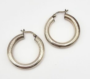 Sterling Silver Hollow Form Hoop Earrings 3.3 G