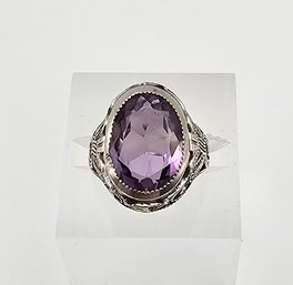 Amethyst Sterling Silver Cocktail Ring Size 4 2.6 G