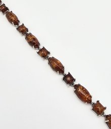 Amber Sterling Silver Bracelet 9.5 G