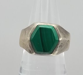 Malachite Sterling Silver Ring Size 8.5 15.8 G