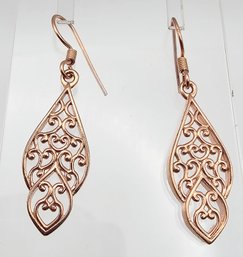 Gold Over Sterling Silver Drop Dangle Earrings 4.4 G