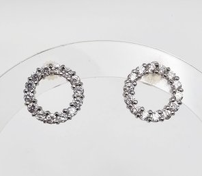 FAS Rhinestone Sterling Silver Earrings 2.9 G