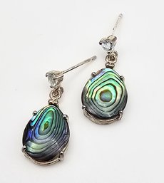 NV Abalone Sterling Silver Drop Dangle Earrings 2.7 G