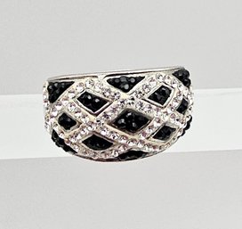 Rhinestone Sterling Silver Cocktail Ring Size 6.5 5.9 G