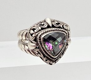 Mystic Topaz Sterling Silver Cocktail Ring Size 7 7.1 G Approximately 1.5 TCW