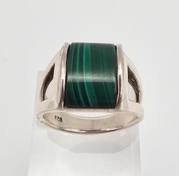 Malachite Sterling Silver Ring Size 8.5 9.6 G