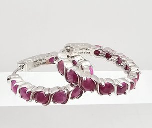 DBJ Pink Topaz Sterling Silver Hoop Earrings 10 G