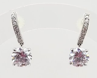 Rhinestone Sterling Silver Drop Earrings 3 G