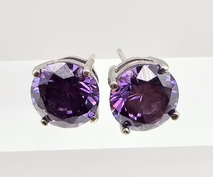 Rhinestone Sterling Silver Earrings 2.6 G