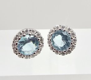 Cubic Zirconia Sterling Silver Earrings 1.2 G