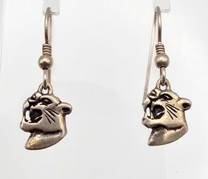 Sterling Silver Wildcat Drop Dangle Earrings 2.3 G