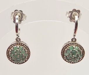 Q Rhinestone Sterling Silver Drop Dangle Earrings 4.1 G