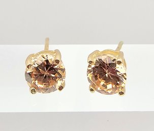 FAS Rhinestone Gold Over Sterling Silver Earrings 1.3 G