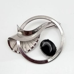 DCE Onyx Sterling Silver Brooch 4.3 G