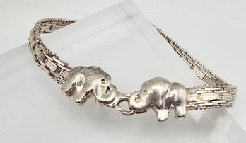 Milor Italy Sterling Silver Elephant Bracelet 17.2 G