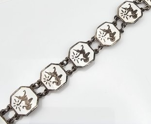 Siam Enamel Sterling Silver Bracelet 17.6 G