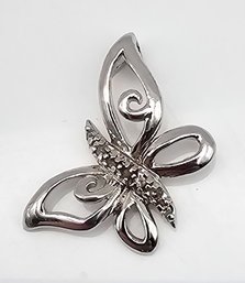 M Diamond Sterling Silver Butterfly Pendant 3 G