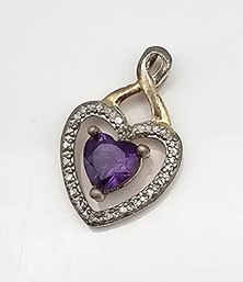 Ross Simons Diamond Amethyst Gold Over Sterling Silver Pendant 1.6 G