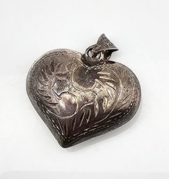 SD Sterling Silver Hollow Form Heart Pendant 2.6 G