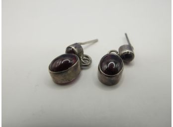 Sterling Drop Earrings With Purple Stones 2.46g