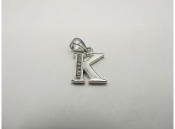 Sterling 'K' Pendant With Rhinestones 1.13g
