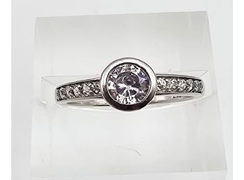 Rhinestone Sterling Silver Cocktail Ring Size 5.5 1.7 G
