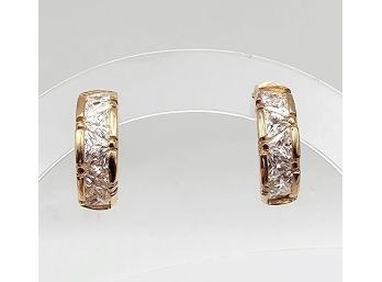 Ross Simons Cubic Zirconia Gold Over Sterling Silver Earrings 4.8 G