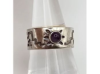 Amethyst Sterling Silver Ring Size 8.25 5.7 G
